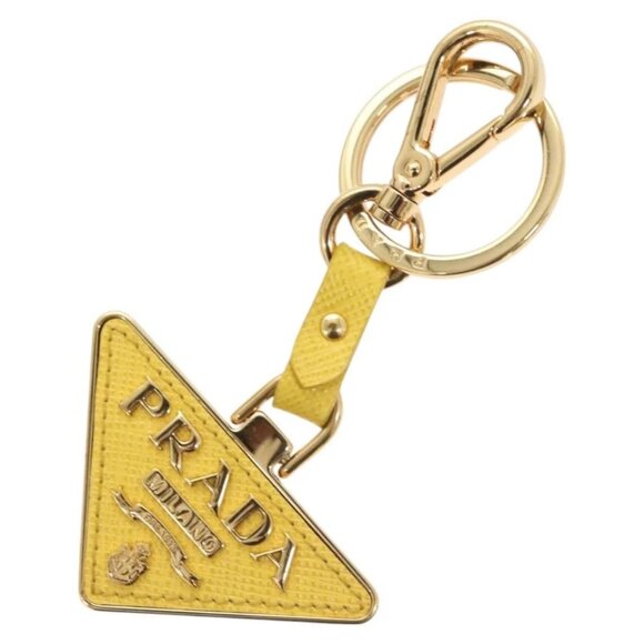 PRADA Key Holder Leather Yellow Auth - Picture 4 of 12
